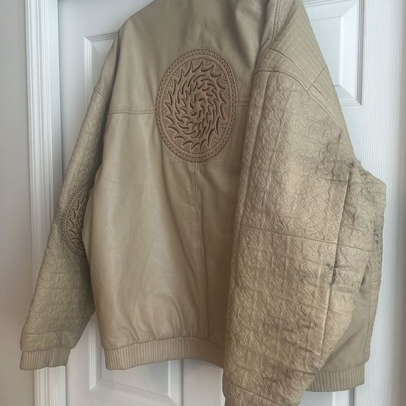 🔥🔥Rare…. HUDSON OUTERWEAR REAL LEATHER BOMBER JACKET CREAM OFF WHITE MENS 3XL - Picture 11 of 15
